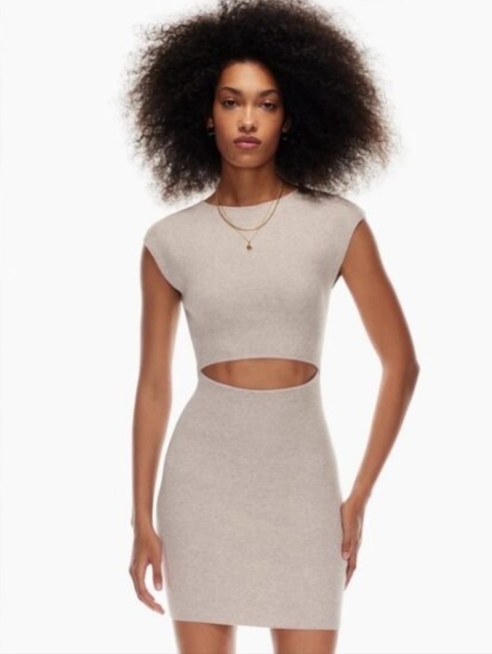 Wilfred Beige Cutout Mini Dress